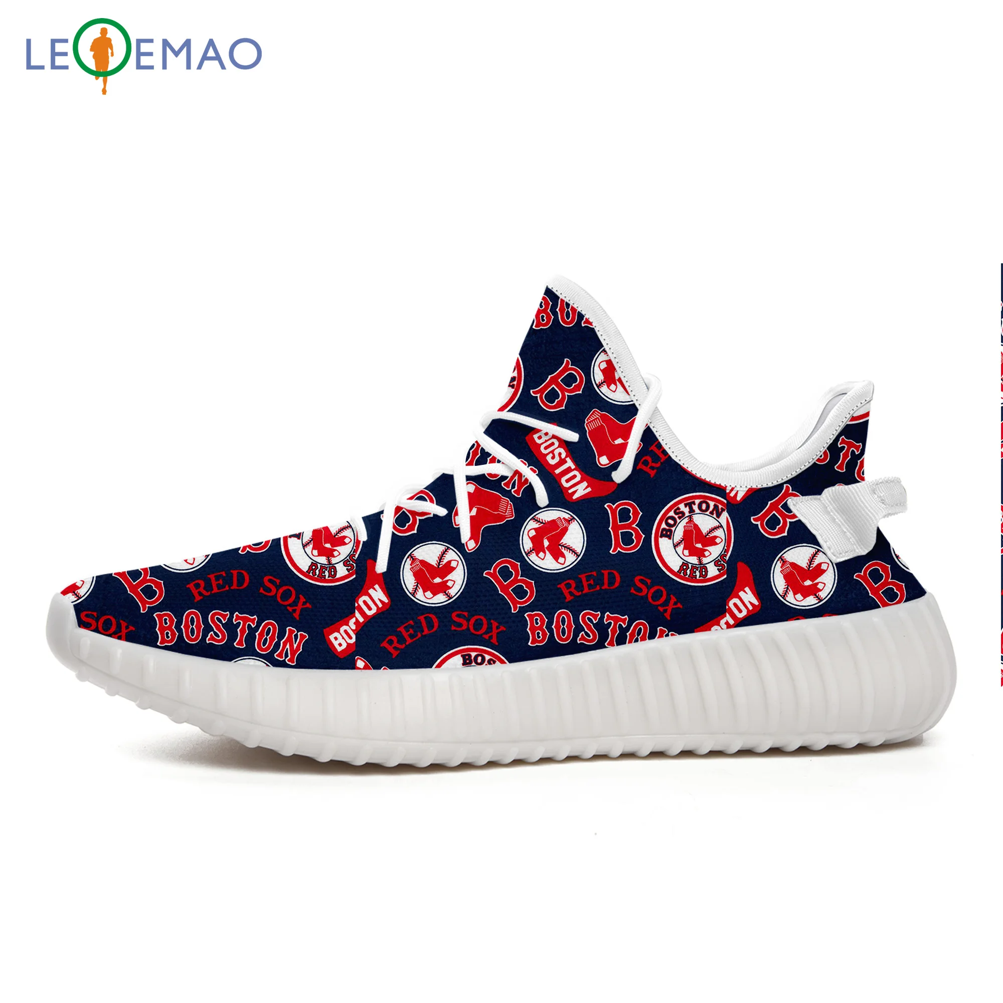 

LEQEMAO Original Walking Shoes Men Women Sneakers Knitted Shoes Boston Fans Red Sox Sport Yeezys Boost 350 Custom Shoes