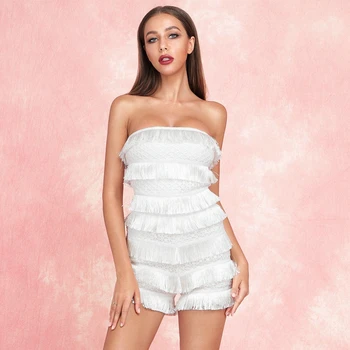 

2020 women's summer tube top white bandage jumpsuit sexy sleeveless strapless jumpsuit elegant party party jumpsuit