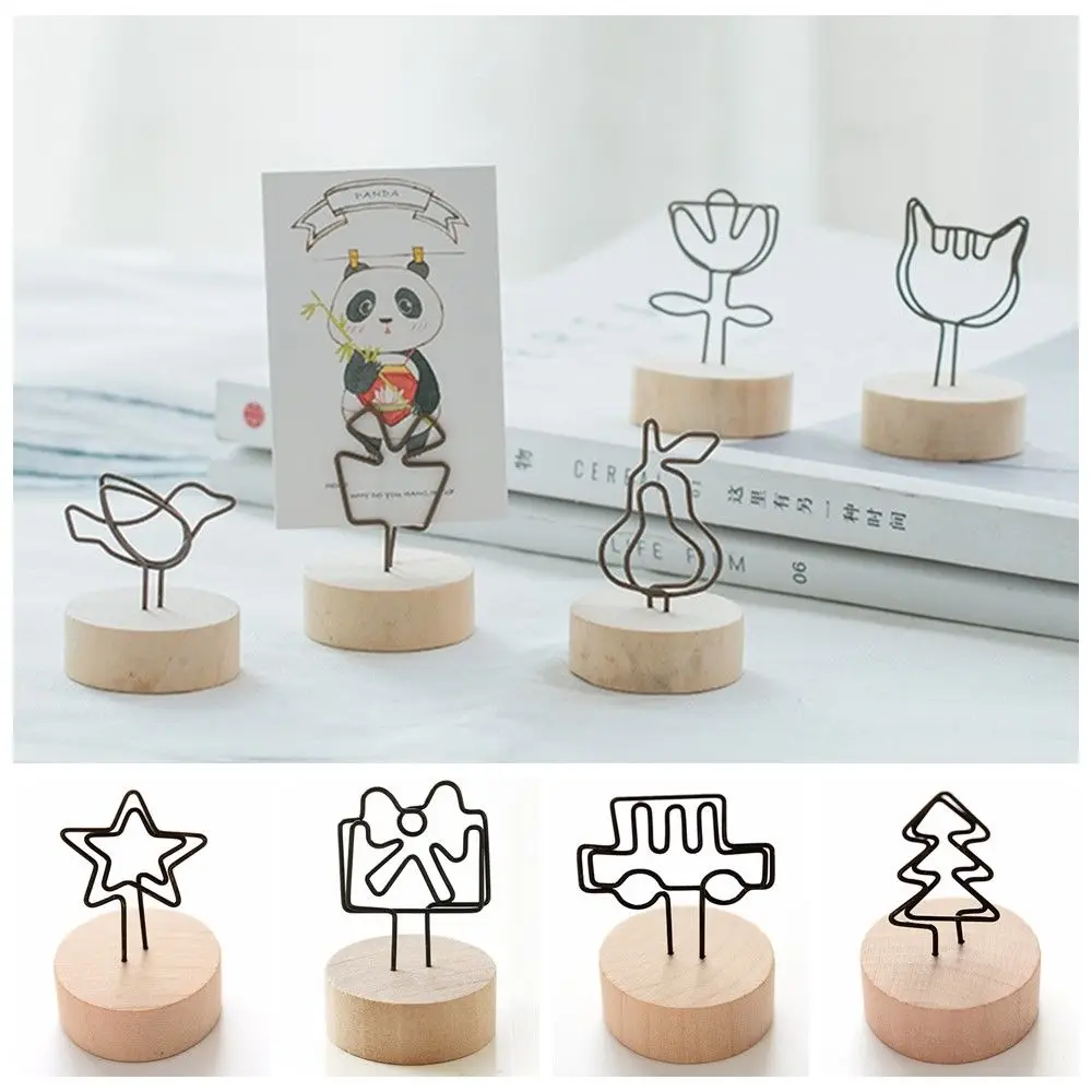 

Cute Wood Memo Card Photo Metal Clip Note Message Holder Home Decor DIY Craft
