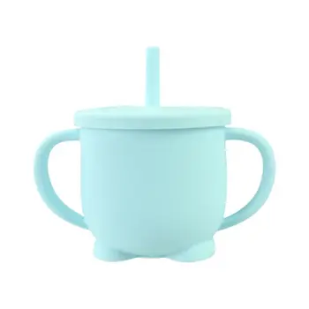 

Baby Feeding Straw Bottle Toddler Learning Drinking Silicone Sippy Cup Drinkware R2JF