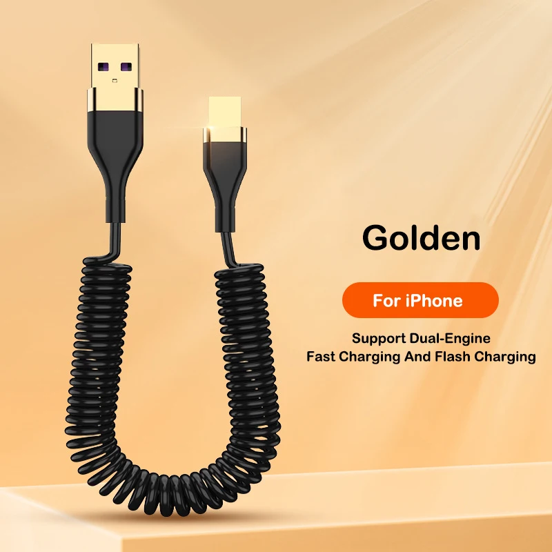 HA45 5A USB Type C Micro Spring Mobile Phone Cables Wire For Xiaomi Realme Poco OPPO Apple IOS 13 Cellphones Charger Accessories best iphone cable Cables