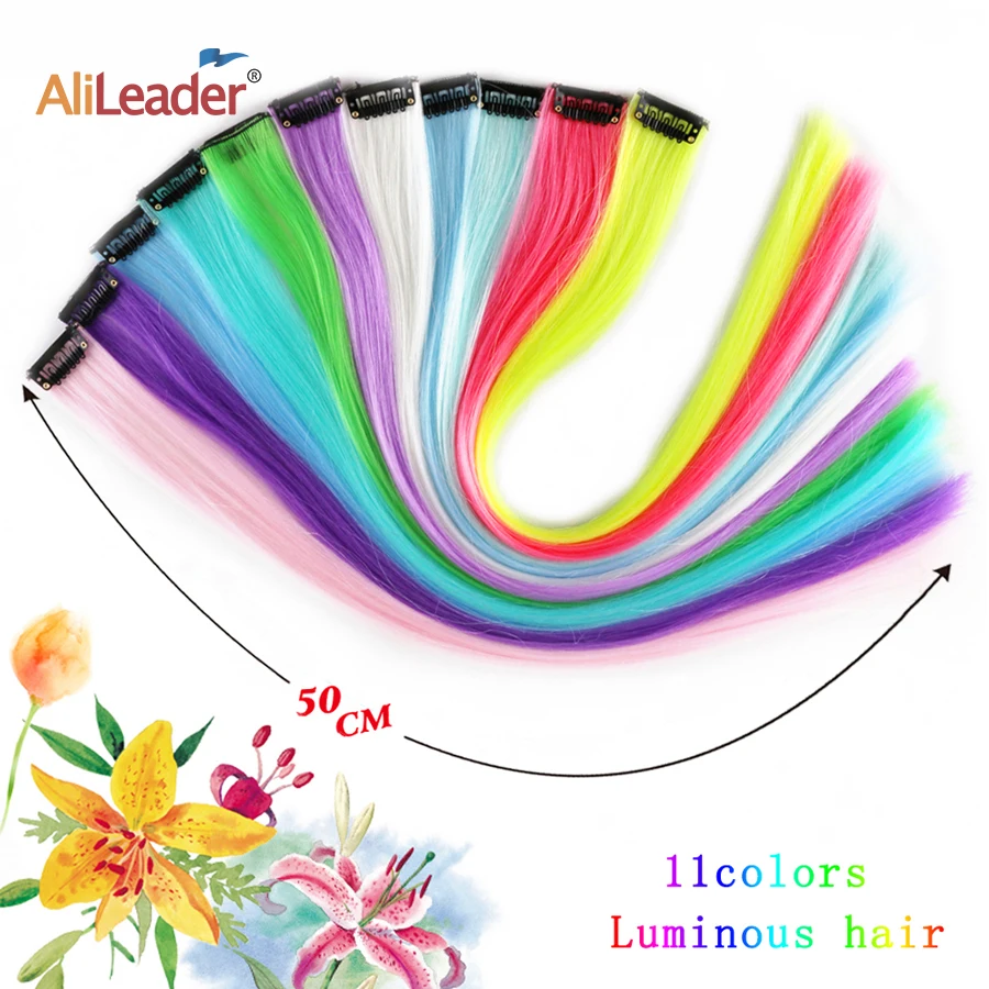 Alileader 11 шт./упак. 1 заколка для наращивания волос цветные флуоресцентные