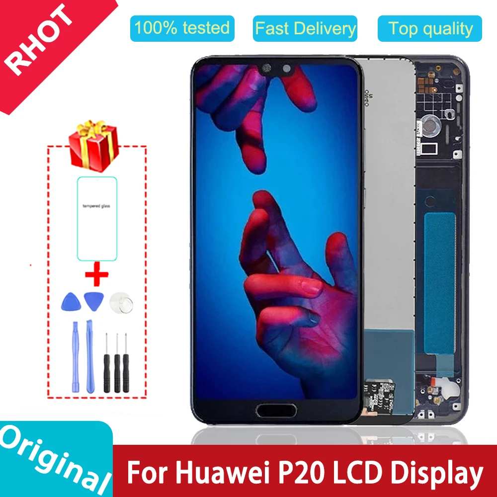 100% Original 5.8&quot IPS LCD Display With Frame For Huawei P20 EML-L09 EML-L22 EML-L29 Touch Screen Digitizer Assembly Replace | Мобильные