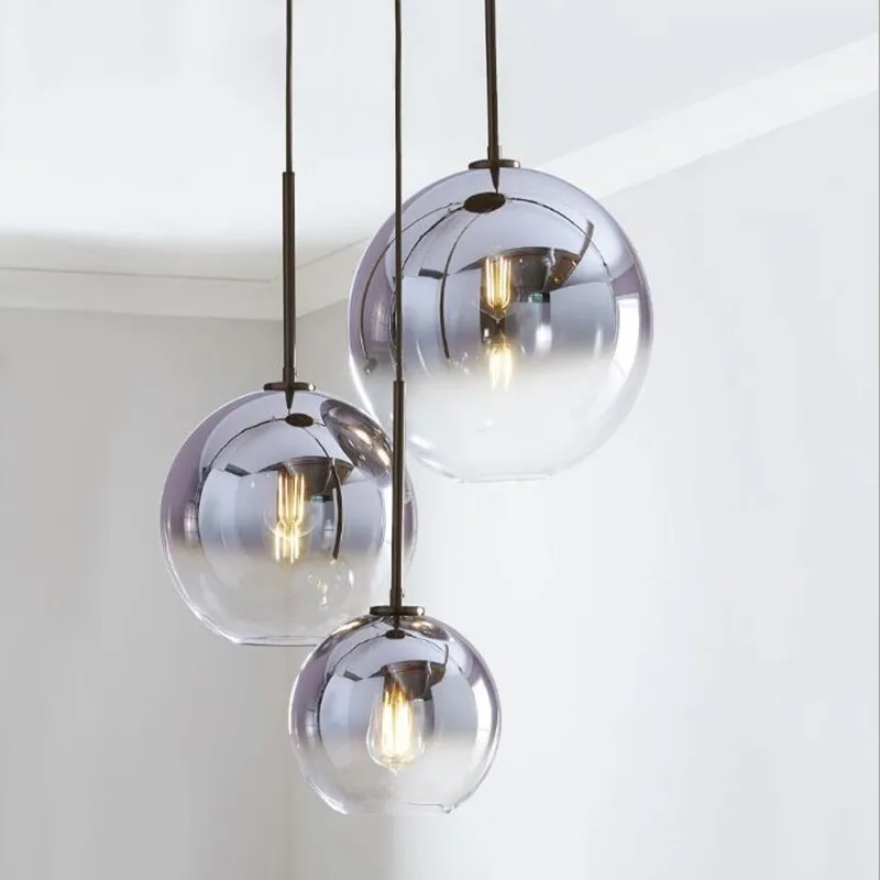 Подвесной светильник в скандинавском стиле с покрытием из стеклянного шара для столовой, креативный фойе для гостиной, спальни, прикроватный светодиодный подвесной светильник, светильники - Цвет корпуса: Chrome glass