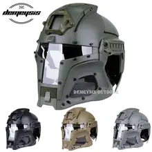 Hoge Kwaliteit Full-Bedekte Leger Tactische Helm Millitary Airsoft Paintball Helm Cs Combat Schieten Pc & Steel Mesh lens