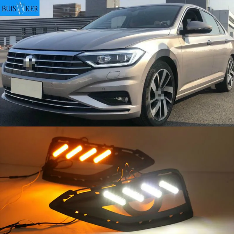 

Дневные ходовые огни для Volkswagen VW Jetta Sagitar 2019, 1 комплект, 12 светодиодный, дневные ходовые огни, крышка противотуманной фары ABS