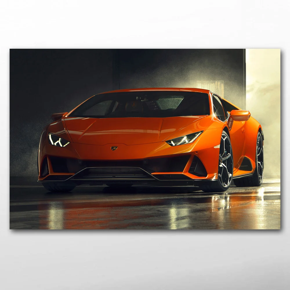 Poster E Stampe Huracan Sport Car Orange Car Supercar Canvas Cloth Wall Art Pittura Incorniciata Fai-Da-Te Per Soggiorno Decor