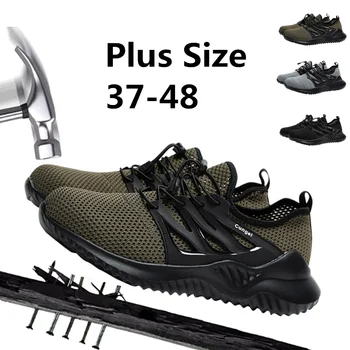 

JINTOHO Men's Steel Toe Safety Shoes Casual Breathable Outdoor Sports Shoes Piercing Boots Comfortable Industrial Shoes