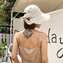 Корейская хлопковая и льняная шляпа от солнца с длинными полями, летняя шляпа от солнца, складная шляпа для рыбака, Женская вентилирующая шляпа от солнца с большими полями для женщин