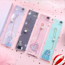 Закладка для чтения дневник тетрадь настольная книга журнал милая девочка школьные канцелярские принадлежности записная книжка метка висячая подарочная металлическая линия