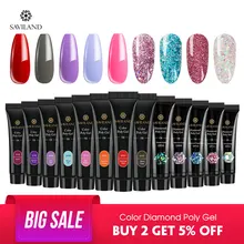 Saviland Алмазный полигель УФ акриловый строительный поли гель Быстрое расширение дизайн ногтей Красный Синий Длинный натуральный Быстрый строительный гель