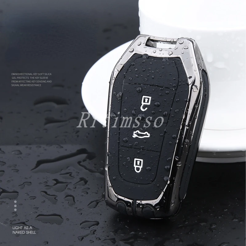 Zinc Alloy Car Key Case Full Cover for Peugeot 308 408 508 2008 3008 4008 5008 Citroen C4 C4L C6 C3-XR Smart Shell Accessories