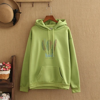 

Plus Size Women 2019 New Loose Hooded Simple Casual bf Lazy Wind Autumn And Winter Plus Velvet Thick Coat