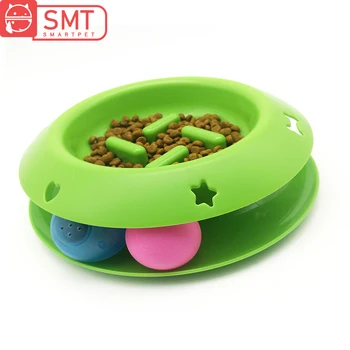 

Funny Interactive Pet Cat Toy Tower Tracks Disc Cat IQ Treat Flashing Light Ball Toy With Sound Pet Anti-choke Slow Feeder Bowl