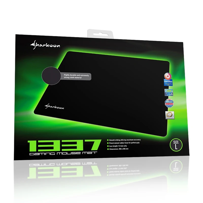 Коврик для мыши Sharkoon 1337 Gaming Mat L текстиль, резина, 355 x 255 х 1.4 мм, цвет: черный