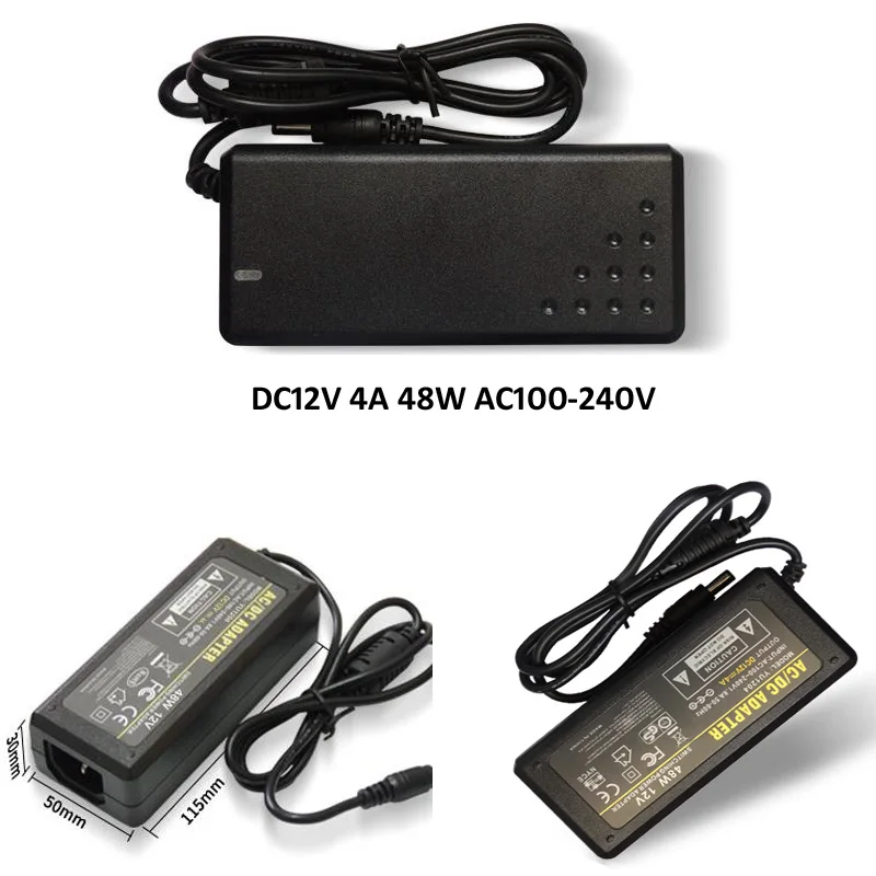 DC12V 4A машинка для стрижки 48 Вт светодиодные полосы света источник питания AC100-240V US UK EU AU штекер трансформер для светодиодной полосы коннектор питания постоянного тока