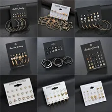 WUKALO Мода Кристалл Комплект сережек для женщин Bijoux Искусственный Жемчужный шар большой круг свадебные серьги ювелирные изделия