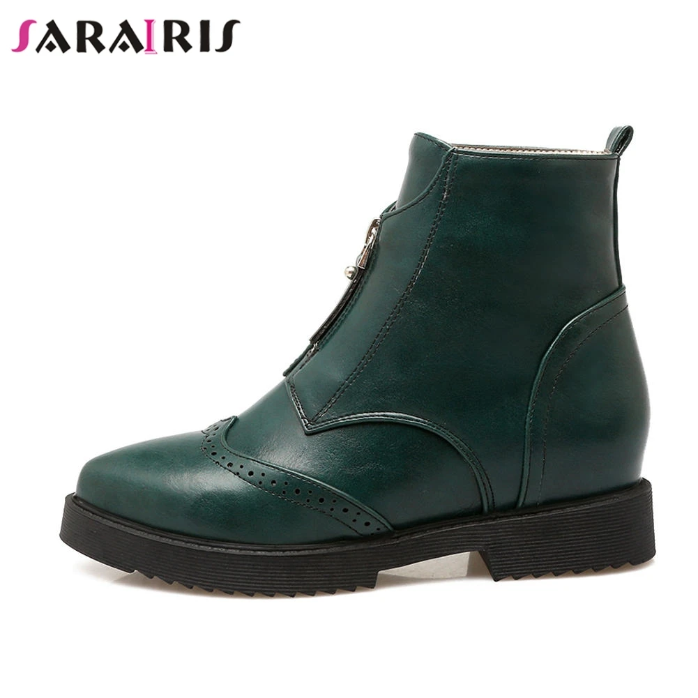 

SARAIRIS Brand New Best Quality Solid Black Platform Ankle Booties Women Winter 2020 Fashion Hidden Heels Shoes Woman