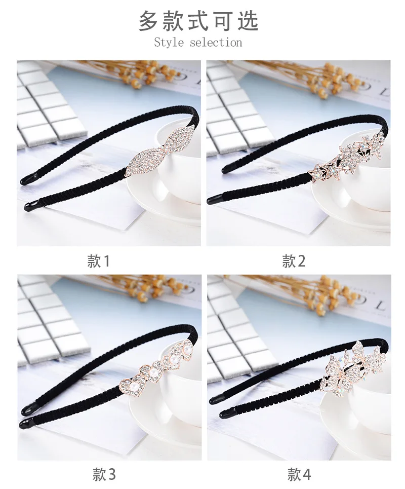 Ya Beads, корейский стиль, модный головной убор, блестящий искусственный бриллиант, повязка на голову, тонкая кромка, флокированное сердце, бант, резинки для волос, Acc