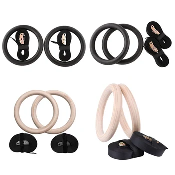 

Wooden ABS Exercise Fitness Gymnastic Rings Handle Gym Exercise Pull Ups Muscle Ups