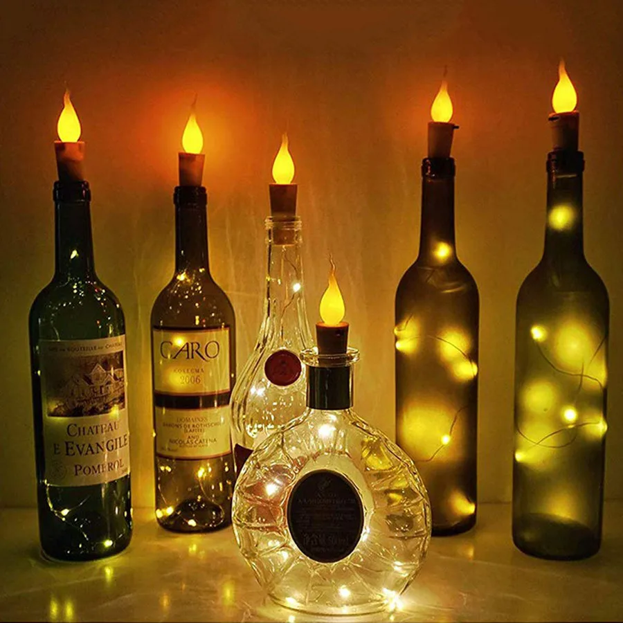 Thrisdar 10 шт. 2 м 20LED пламя свечи бутылки вина свет бутылка из серии «сделай сам» пробковая пробка сказочная гирлянда Свадебная вечеринка праздничный Декор