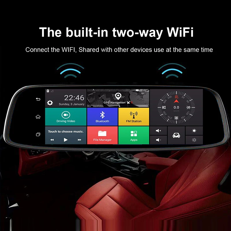 " 4G сенсорный ips Автомобильный видеорегистратор камера зеркало GPS Bluetooth Wi-Fi Android 5,1 двойной объектив FHD 1080p видеорегистратор