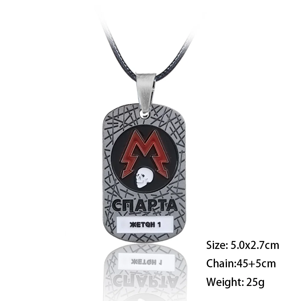 New Metro Exodus 2033 Necklace PC Russian Game Vintage Souvenir Metal Pendant Choker Men Jewelry Dog Tag Gift Link Chain kolye - Окраска металла: new leather chain