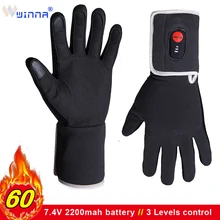 Winna 7,4 V Зимние теплые электрические перчатки с подогревом на батарейках, перезаряжаемые для катания на лыжах, рыбалки, верховой езды, охоты, сохраняющие тепло руки для мужчин и женщин