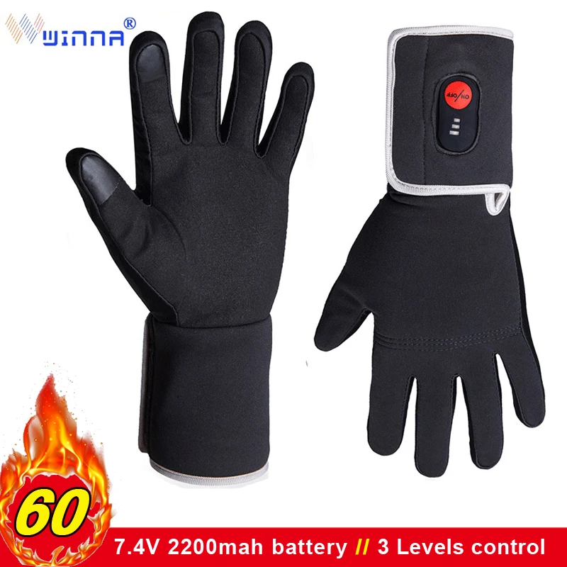

Winna 7.4V Winter Warm electric Battery heated Gloves Rechargeable for skiing fishing riding hunting keep hands warm men women