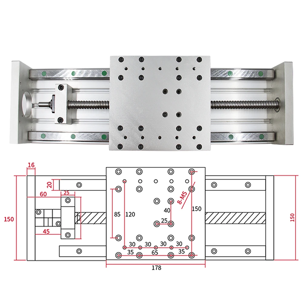 XYZ axis Slide Linear Stage SFU1605 Ball Screw+ HGH20 Linear Guide