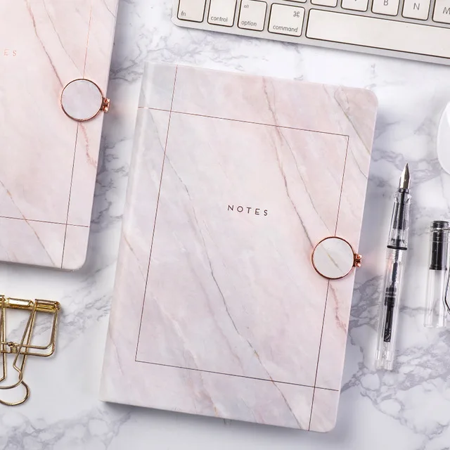 

A5 Marble Magnetic Buckle Notebook With Bookmark Kawaii Time Daily Plan Schedule Notepad School Office Kpop Stationery For Gift