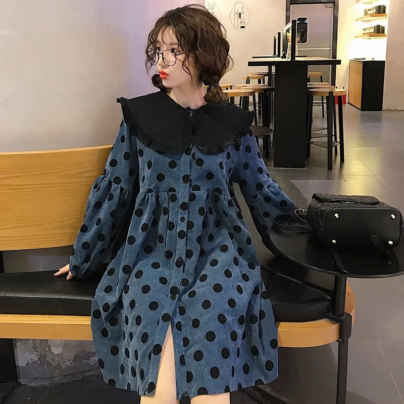 

2019 New Arrive Spring & Autumn Maternity Dress Woman Cute Dot Large Size Dresses Pregnant Woman Clothing MD-01696