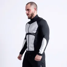 Мужская эластичная спортивная куртка для фитнеса, тренировок в тренажерном зале, с длинным рукавом, на молнии, спортивный костюм, спортивная одежда для бега на открытом воздухе