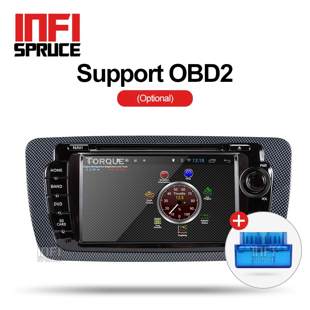 Infispruce 7 inch Android 9.0 car dvd for Seat Ibiza 2009 2010 2011 2012 2013 car radio navigation