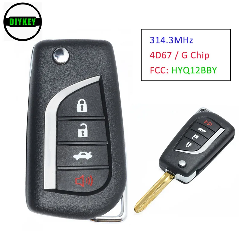 

Модифицированный дистанционный ключ-брелок DIYKEY 314,3 МГц G / 4D67 чип 3 + 1 кнопка для Toyota Rav4 Yaris FCC: HYQ12BBY