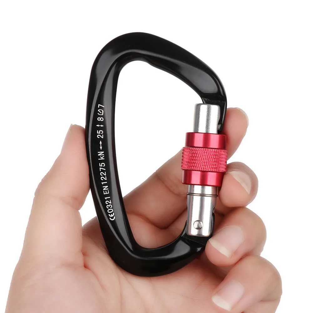 Professional Carabiner Climbing Key Hooks D Shape Aluminum Security Master Lock Outdoor Ascend Tool 12/25KN climbing carabiner