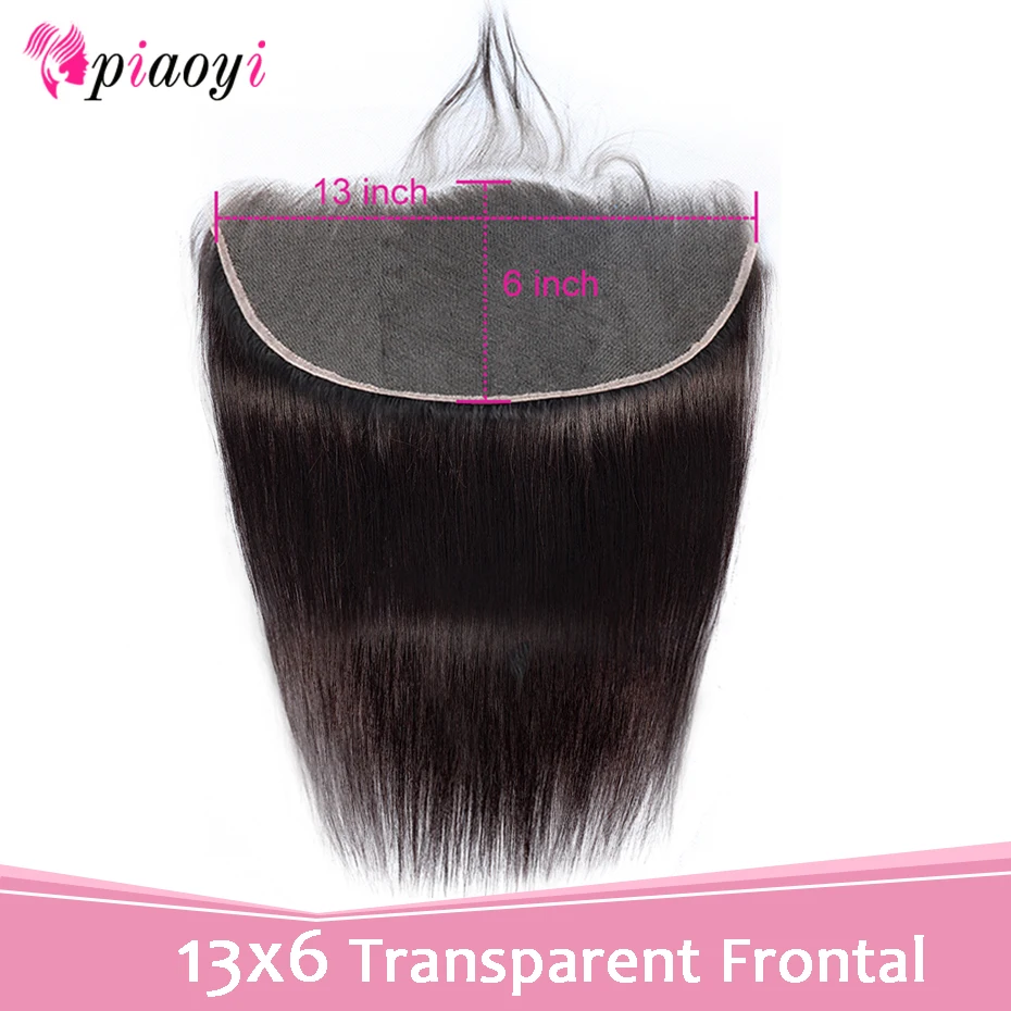 Piaoyi 13x6 HD Transparent Lace Frontal Ear to Closure With Baby Hair Brazilian Straight Remy Human | Шиньоны и парики