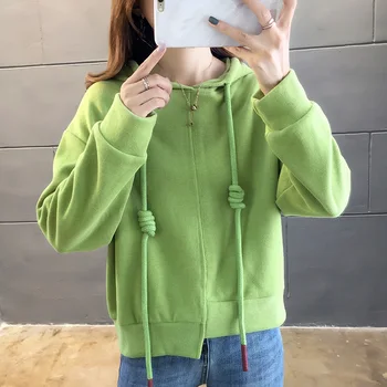 

Hooded Green Top With Hood Women Hoodies Sweatshirts Long Sleeve Female Cotton Sweatshirt Woman Casual Sweatshirt Pullovers Tops