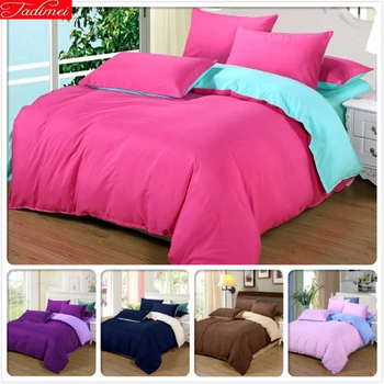 

Pink Blue Red Green Pure Color Bedding Set 4pcs 1.5m 1.8m 2.0m 2.2m Bed Sheet King Queen Double Size Duvet Cover Child Bedlinens