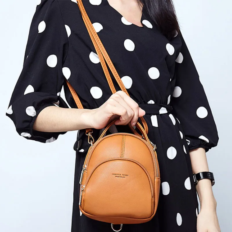 

Mini Backpack Women Multifunction Anti Theft Small Soft Artificial Leather Backpacks Shoulder Bag Girls Ladies Purse Female New