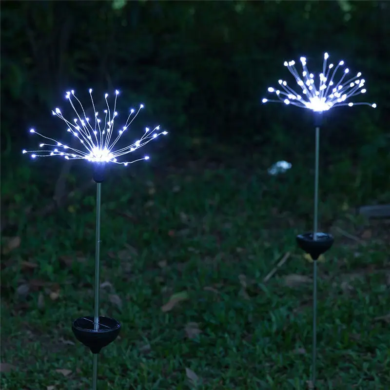90/150 Beads LED Solar Light 8 Function Modes Dandelion Lawn Lights Grass Fireworks Lamp Outdoor Waterproof Solar Garden Light - Испускаемый цвет: Белый