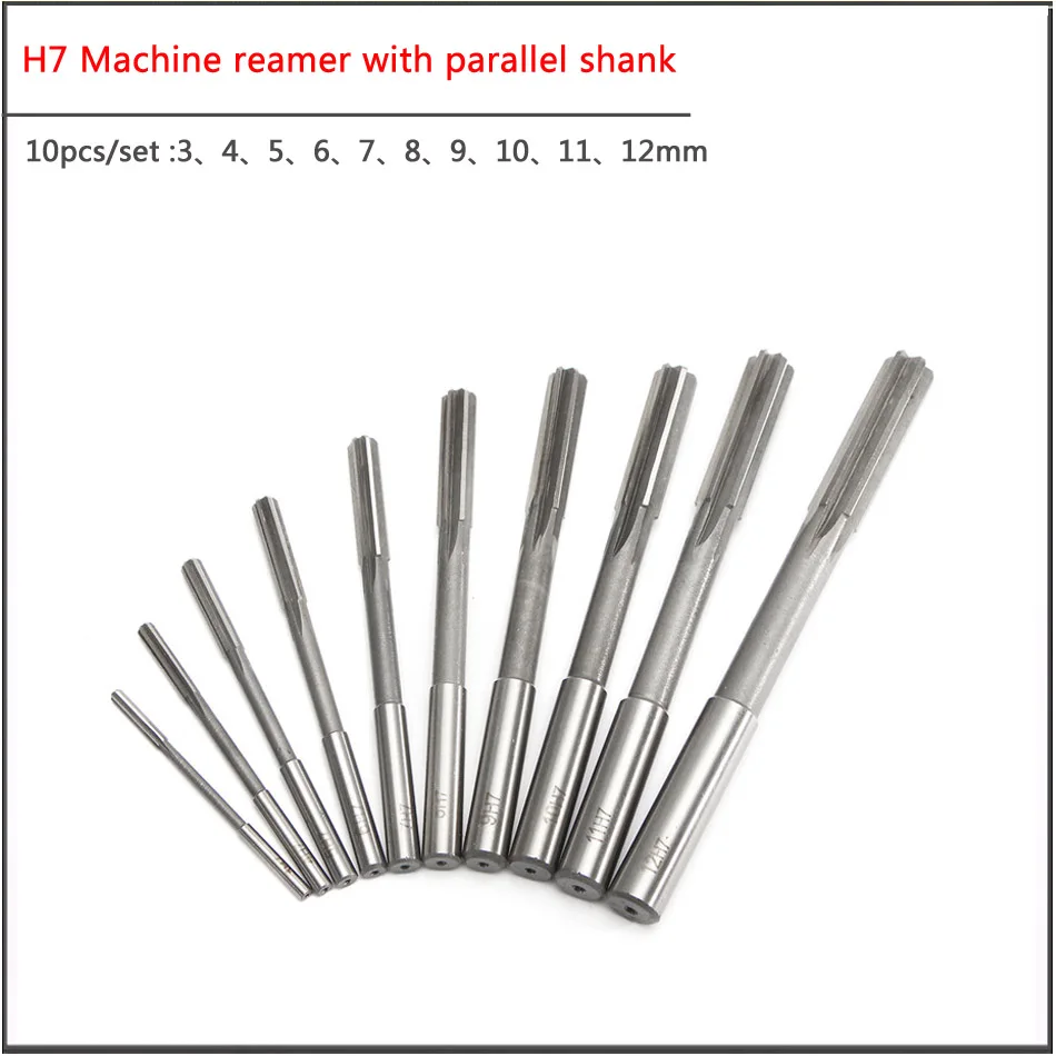 Straight Shank Machine Reamer Set HSS H7//H8 Reamer Set Milling Reamer Set Cutting Reamer Set for Reaming with 10Pcs 3//4//5//6//7//8//9//10//11//12mm