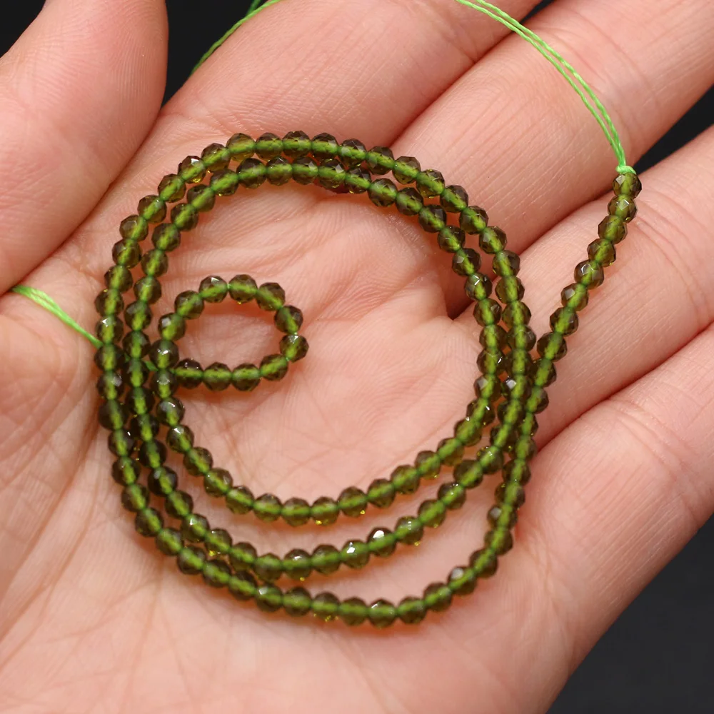 Natural Stone Bead Small Faceted Green Spinels 3mm Beads Charms for Fashion Jewelry Making