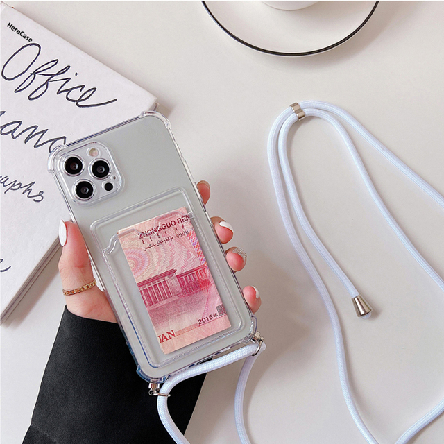 Lanyard Hang Strap+Card Holder Case For Xiaomi Redmi 9T Note 10 Pro 9s Note 8 POCO X3 NFC Shockproof TPU Wallet Cover