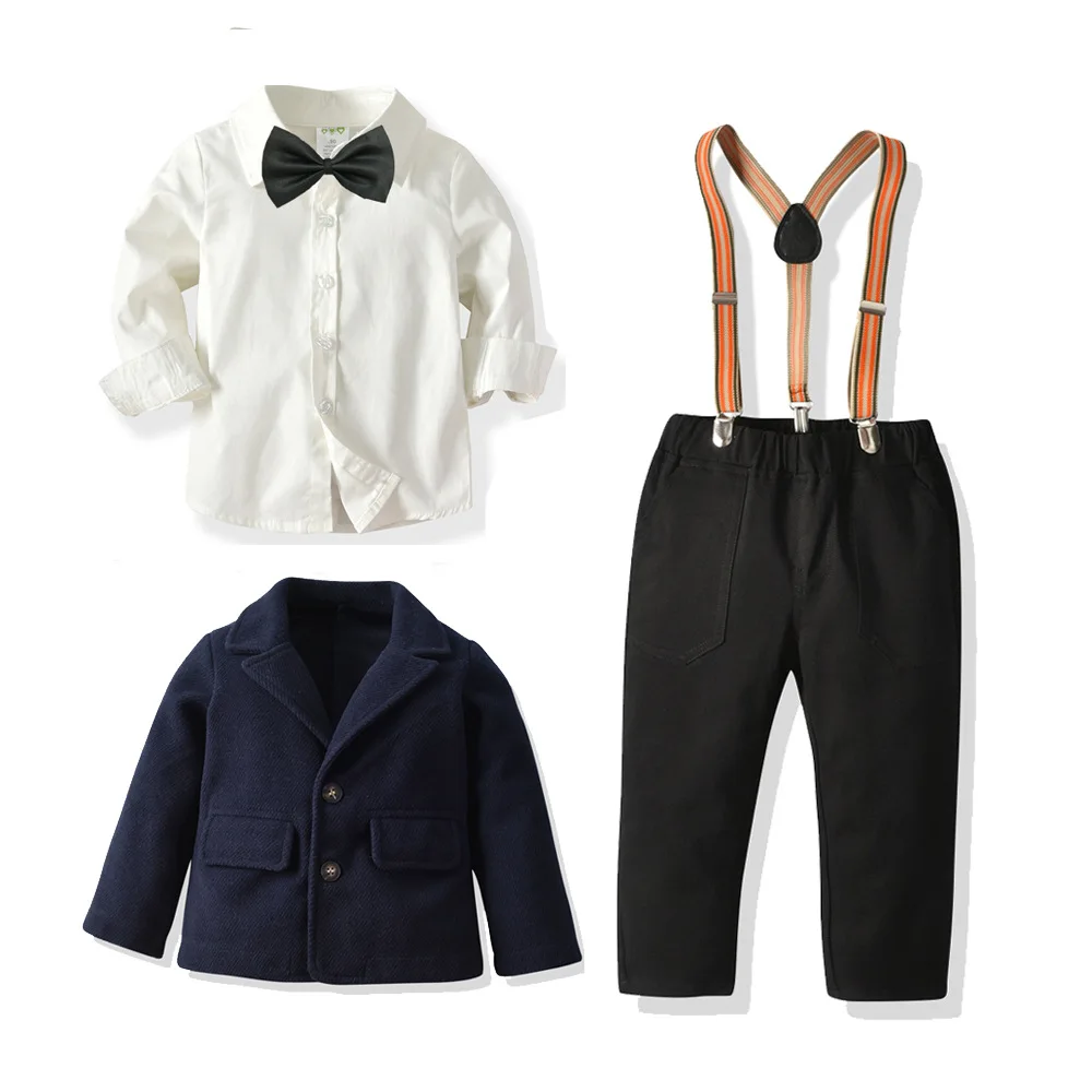 

Boys 3pcs Suit for Birthday Party Children Clothes Winter Boys White Shirt Jacket and Long Pants Set Kids Formal Costumes New