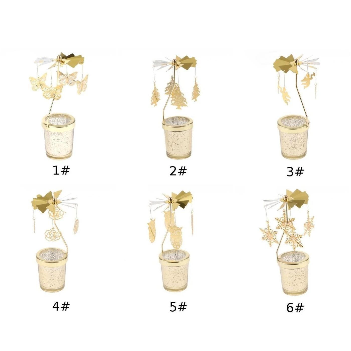 Creative Rotary Spinning Tea Light Candle Holder Wedding Tabletop Decor Golden