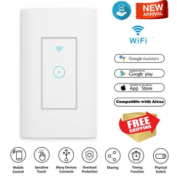 

2019 Smart Touch Light Switch WiFi RF APP Remote Control Socket for Alexa Google