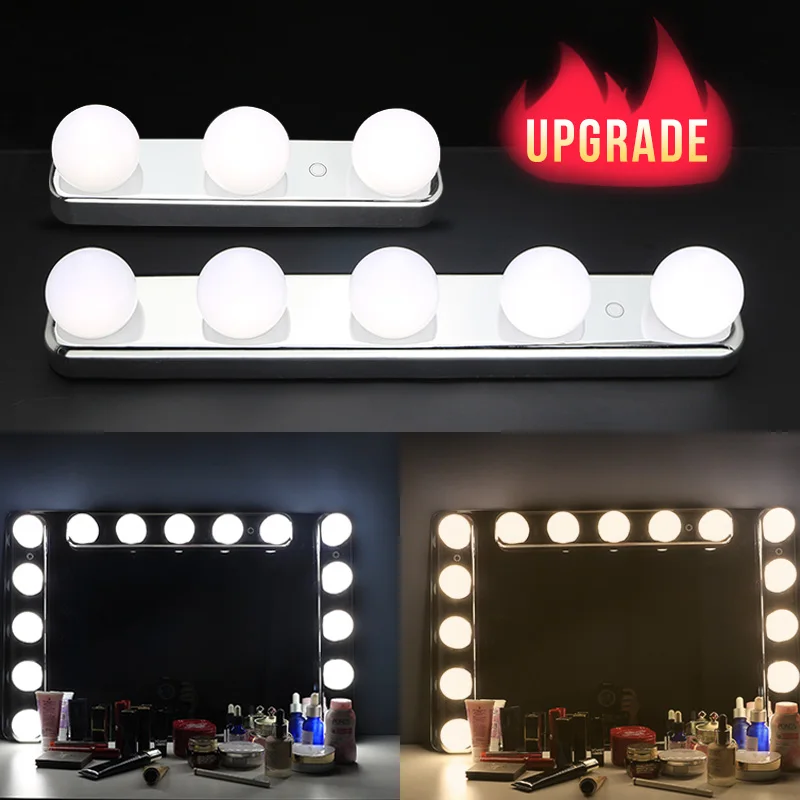 

Barber Shop Vanity LED Make Up Hollywood Vanity Mirror Lights Stick On Touch Control Design 3 Modes Light Bulbs Lens Headlight