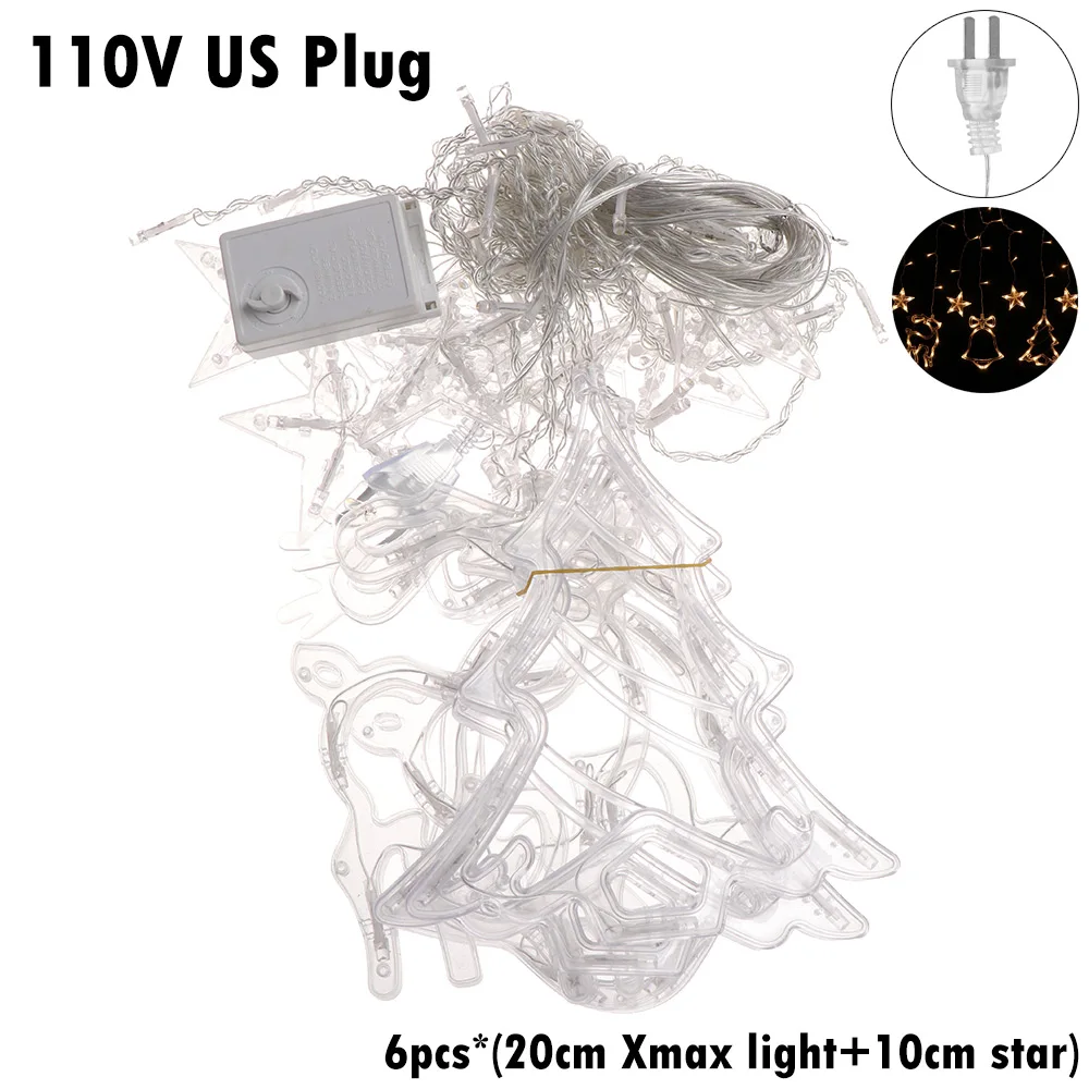 1 110V US Plug Романтическая Лось гирлянда с колокольчиками светильник светодиодный Рождественский Декор для дома подвесная гирлянда Рождественская елка украшение Рождественский подарок - Цвет: 1 110V US Plug