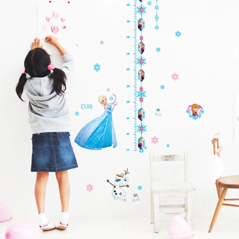 Cartoon Disney Olaf Elsa PVC Height Measure Wall Stickers For Kids Room Home Decor Frozen Anime Movie Mural Art DIY Growth Chart